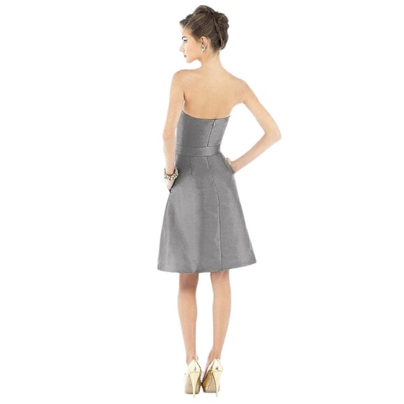 Alfred Sung D538 Sz 8 Dress Pockets Atlantis Blue Gray Iridescent Strapless NWT - Picture 2 of 11